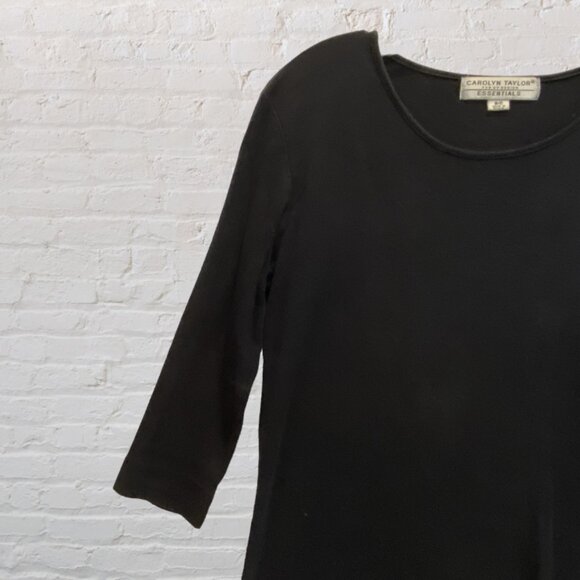 CAROLYN TAYLOR -- Black Top, 3/4 Sleeves, Faux Diamond (Rhinestone) Monogram "D" - Picture 10 of 15